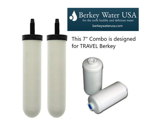 7" Ceramic Water Filter/ Fluoride Filter Combo for TRAVEL Berkey